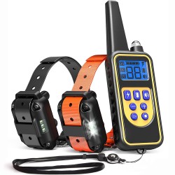 dog training collar 800 Yards remote rechargeable and waterproof dog trainer for 2 dogs